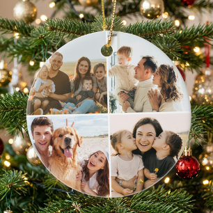 Maak Je Eigen Aangepaste 4 Foto Collage Keramisch Ornament