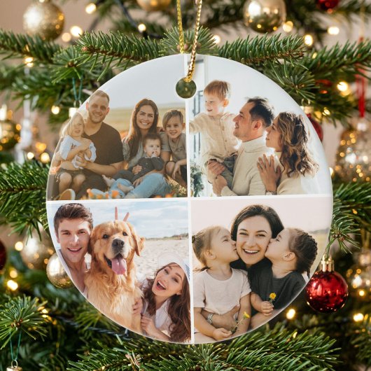 Maak Je Eigen Aangepaste 4 Foto Collage Keramisch Ornament