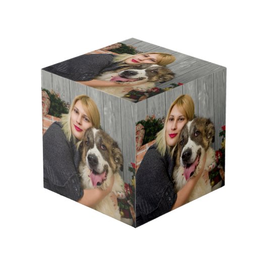 Maak je eigen aangepaste 4 foto collage kubus (Voorkant hoekig)