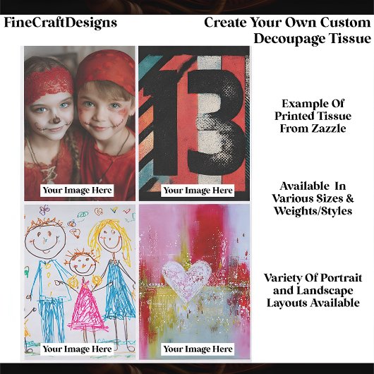 Maak Je Eigen Aangepaste 4 Foto Portret Decoupage Tissuepapier