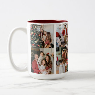Maak je eigen aangepaste 8 foto familie dubbelzijd tweekleurige koffiemok