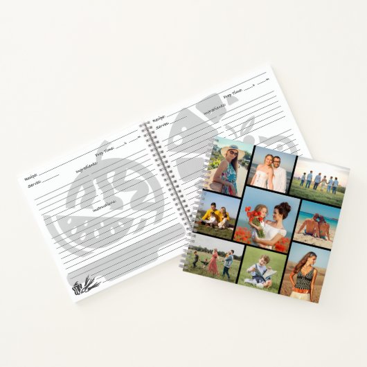 Maak je eigen aangepaste 9 foto collage recept notitieboek (Binnen)
