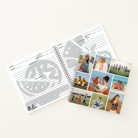 Maak Je Eigen Aangepaste 9 Foto Collage Recept Notitieboek (Binnen)