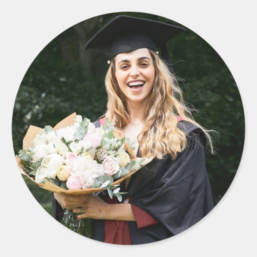 Maak Je Eigen Aangepaste Afstudeerfoto Ronde Sticker (Voorkant)
