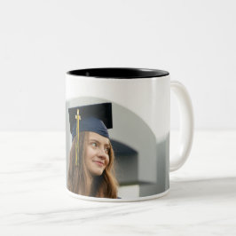 Maak Je Eigen Aangepaste Afstudeerfoto Tweekleurige Koffiemok