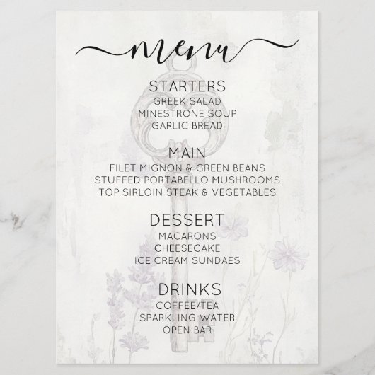 Maak Je Eigen Aangepaste Antieke Sleutel Menu (Voorkant)