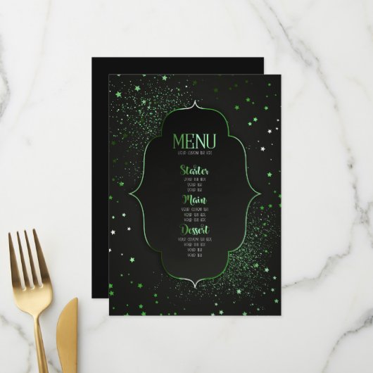 Maak Je Eigen Aangepaste Art Deco Omkaderde Sterre Menu (Voorkant / Achterkant in situ)