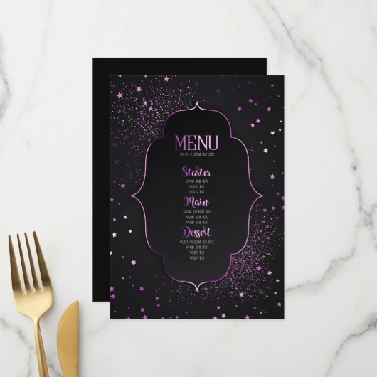 Maak Je Eigen Aangepaste Art Deco Omkaderde Sterre Menu (Voorkant / Achterkant in situ)