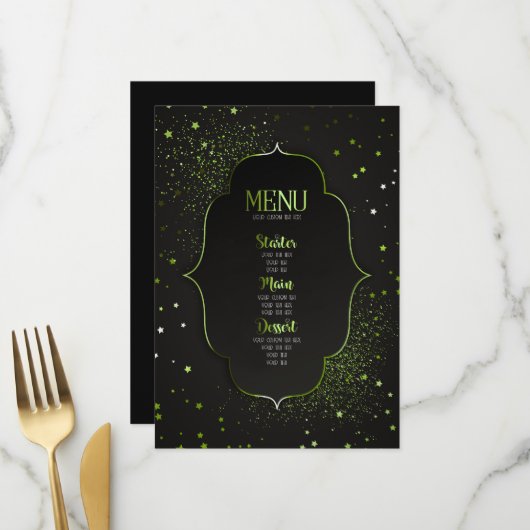 Maak Je Eigen Aangepaste Art Deco Omlijste Sterren Menu (Voorkant / Achterkant in situ)
