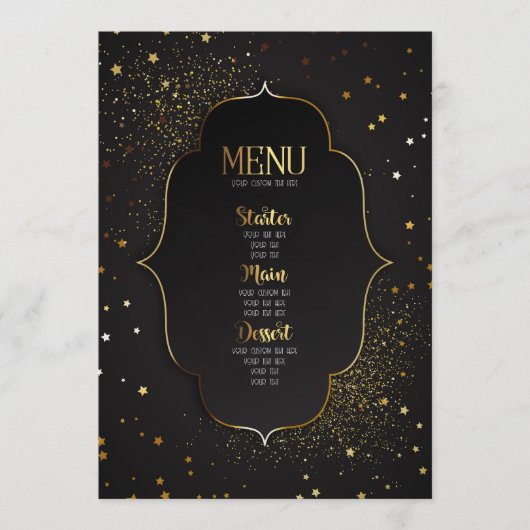 Maak Je Eigen Aangepaste Art Deco Omlijste Sterren Menu (Voorkant)