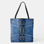 Maak Je Eigen Aangepaste Blauwe Denim Gespiegelde Tote Bag (Voorkant)