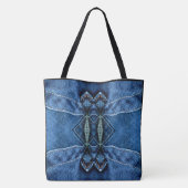 Maak Je Eigen Aangepaste Blauwe Denim Gespiegelde Tote Bag (Achterkant)