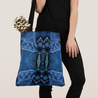 Maak Je Eigen Aangepaste Blauwe Denim Gespiegelde Tote Bag