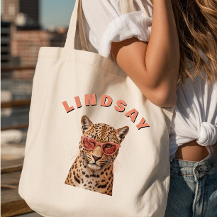 Maak Je Eigen Aangepaste Citaat Luipaard Tote Bag