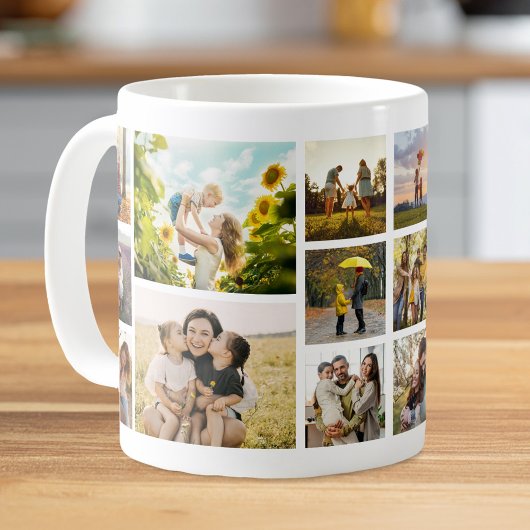 Maak je eigen aangepaste collage van 16 foto's koffiemok
