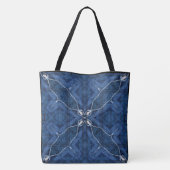 Maak Je Eigen Aangepaste Diepblauwe Denim Print Tote Bag (Achterkant)