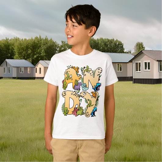 Maak je eigen aangepaste Dino-alfabetnaam T-shirt