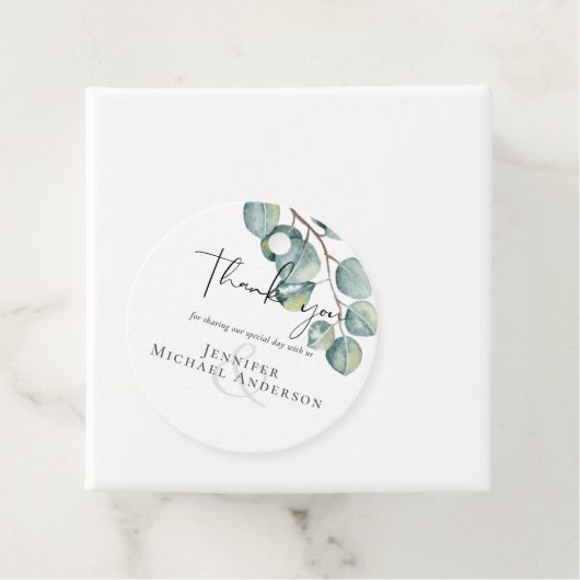 Maak je eigen aangepaste Eucalyptus groene bruilof Bedankjes Labels (In situ)