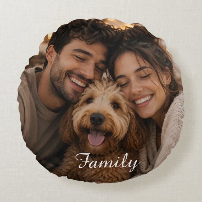 Maak je eigen aangepaste familie rond kussen (Voorkant)