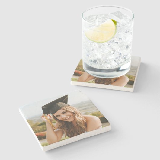 Maak Je Eigen Aangepaste Foto Afstudeerfeest Stenen Onderzetter (Zijkant)