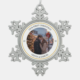 Maak je eigen aangepaste foto en tekst tin sneeuwvlok ornament