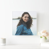 Maak je eigen aangepaste foto en tekst vierkante klok (Huis)