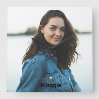 Maak je eigen aangepaste foto en tekst vierkante klok