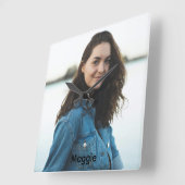 Maak je eigen aangepaste foto en tekst vierkante klok (Hoek)