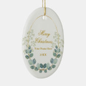 Maak je eigen aangepaste foto- en tekstkerstmis keramisch ornament (Rechts)