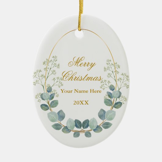 Maak je eigen aangepaste foto- en tekstkerstmis keramisch ornament (Voorkant)