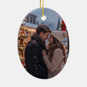 Maak je eigen aangepaste foto- en tekstkerstmis keramisch ornament (Achterkant)