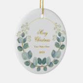 Maak je eigen aangepaste foto- en tekstkerstmis keramisch ornament (Rechts)