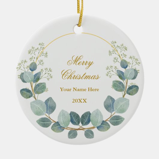 Maak je eigen aangepaste foto- en tekstkerstmis keramisch ornament (Voorkant)