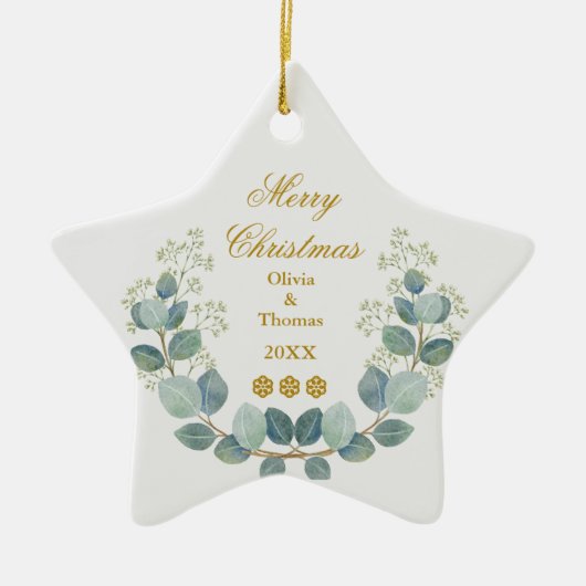 Maak je eigen aangepaste foto- en tekstkerstmis keramisch ornament (Voorkant)