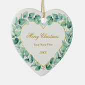 Maak je eigen aangepaste foto- en tekstkerstmis keramisch ornament (Rechts)