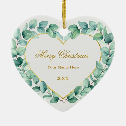 Maak je eigen aangepaste foto- en tekstkerstmis keramisch ornament (Voorkant)