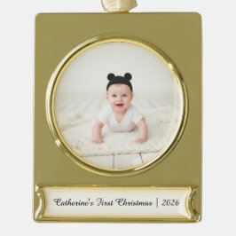 Maak je eigen aangepaste foto- en tekstkerstmis verguld banner ornament