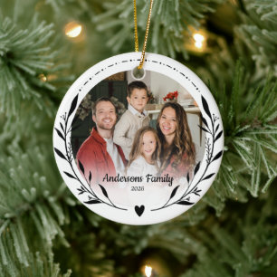 Maak je eigen aangepaste foto familie naam blad ri keramisch ornament