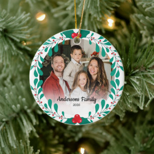 Maak je eigen aangepaste foto familie naam blad ri keramisch ornament