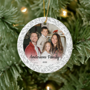 Maak Je Eigen Aangepaste Foto Familie Naam Jaar Keramisch Ornament