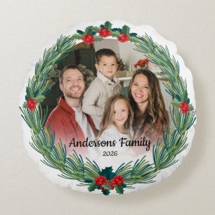 Maak Je Eigen Aangepaste Foto Familie Naam Jaar Rond Kussen