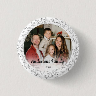 Maak Je Eigen Aangepaste Foto Familie Naam Jaar Ronde Button 3,2 Cm