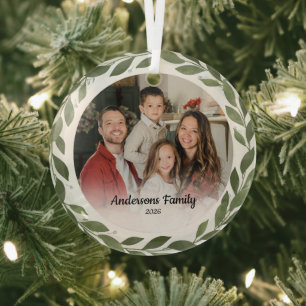 Maak je eigen aangepaste foto familie naam rif glas ornament