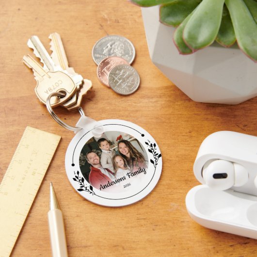 Maak je eigen aangepaste foto familienaam jaar sleutelhanger (Bureau)