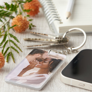 Maak Je Eigen Aangepaste Foto Moderne Foto Sleutelhanger