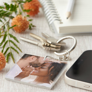 Maak Je Eigen Aangepaste Foto Moderne Foto Sleutelhanger