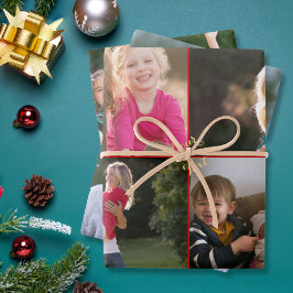 Maak Je Eigen Aangepaste Foto Rood Goud Kerstmis Inpakpapier Vel