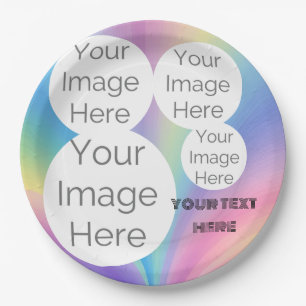 maak je eigen aangepaste foto tekst pastel regenbo papieren bordje
