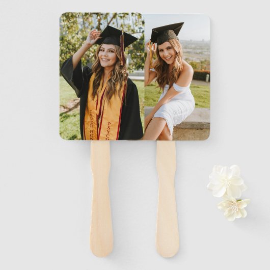 Maak Je Eigen Aangepaste Graduate 2 Foto Handwaaier (Voorkant en achterkant)