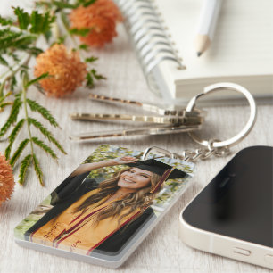 Maak Je Eigen Aangepaste Graduate 2 Foto Sleutelhanger